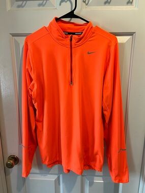 Nike Bright Orange Quarter-Zip Athletic Pullover